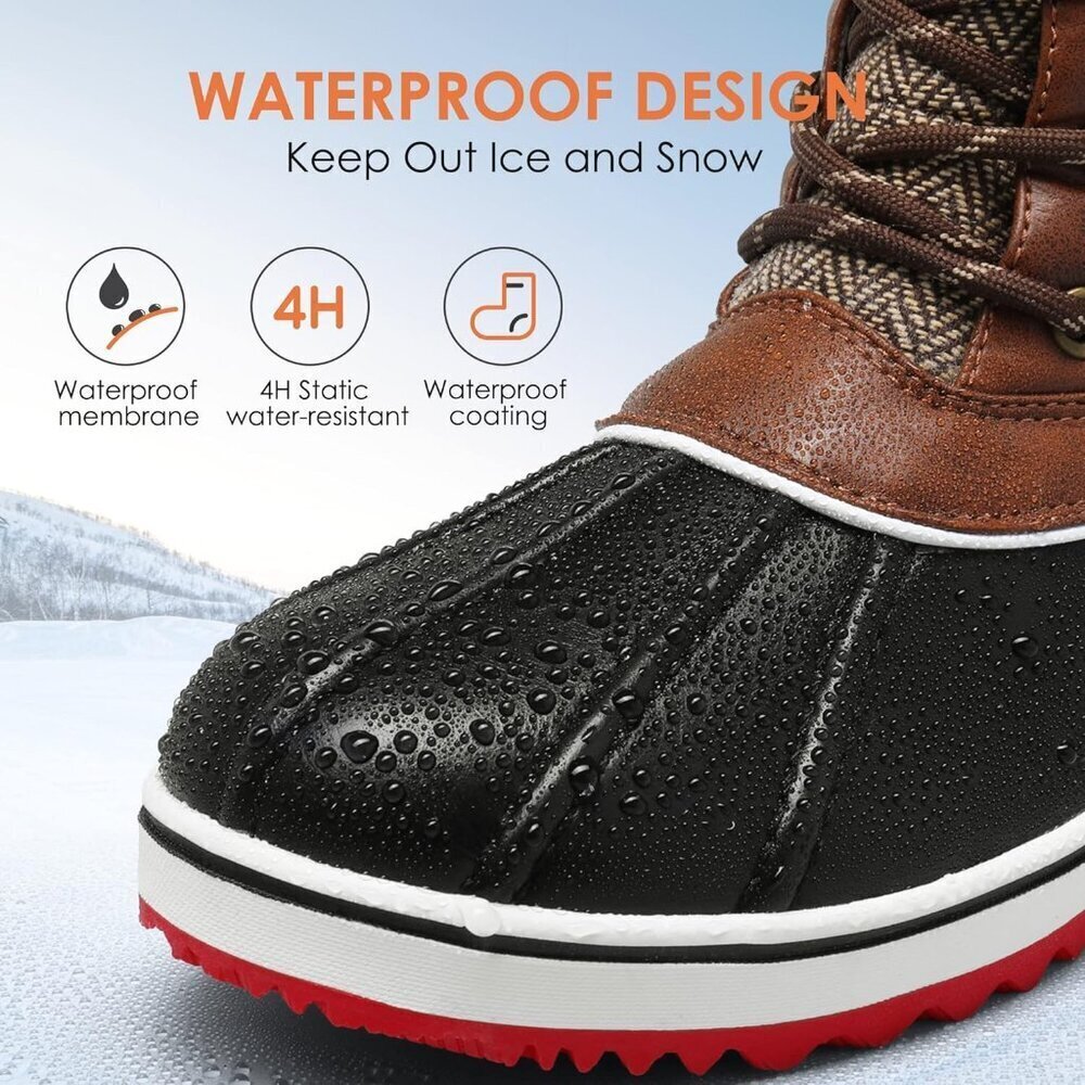 Women’s Brown Winter Snow Boots Mid Calf Waterproof Warm Outdoor Shoes - Picture 3 of 7